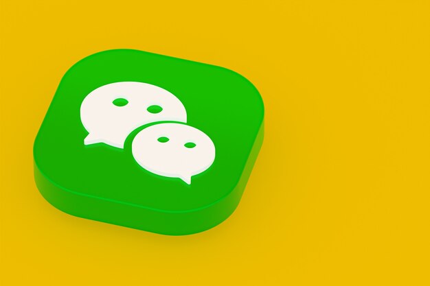 Representación 3d del logotipo de la aplicación Wechat sobre fondo amarillo