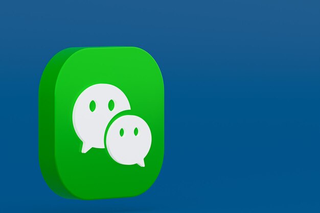 Representación 3d del logotipo de la aplicación Wechat sobre fondo azul