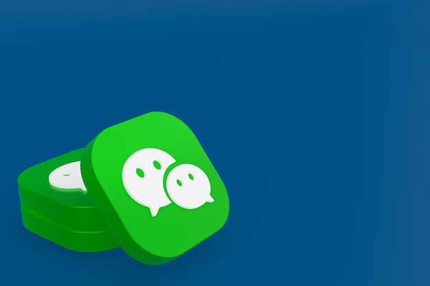 Foto representación 3d del logotipo de la aplicación wechat sobre fondo azul