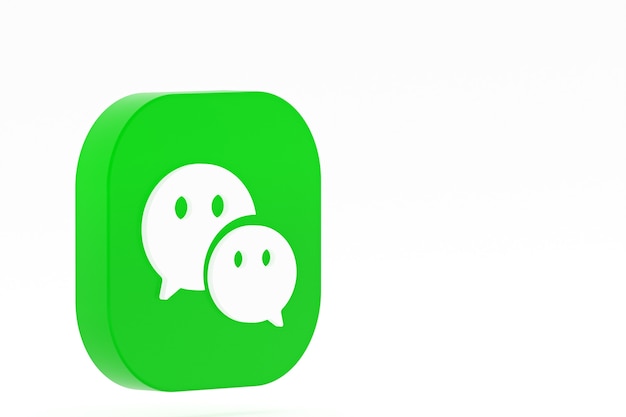 Representación 3d del logotipo de la aplicación Wechat sobre fondo blanco