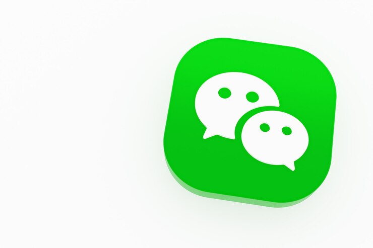 Foto representación 3d del logotipo de la aplicación wechat sobre fondo blanco