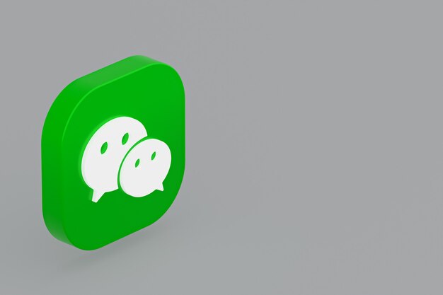 Representación 3d del logotipo de la aplicación Wechat sobre fondo gris