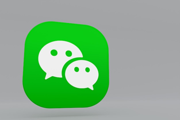 Representación 3d del logotipo de la aplicación Wechat sobre fondo gris