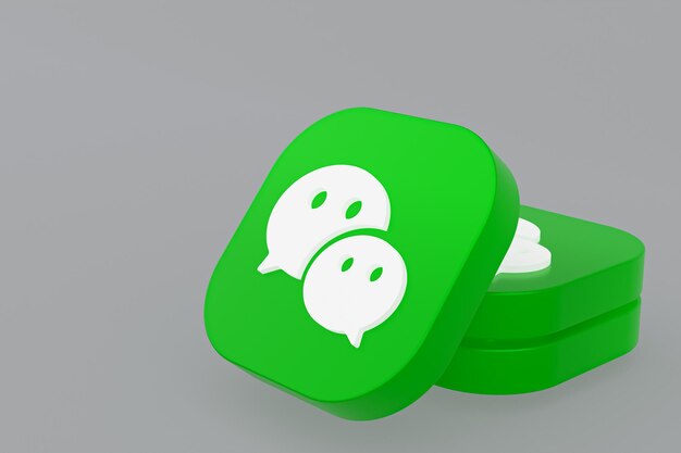 Foto representación 3d del logotipo de la aplicación wechat sobre fondo gris