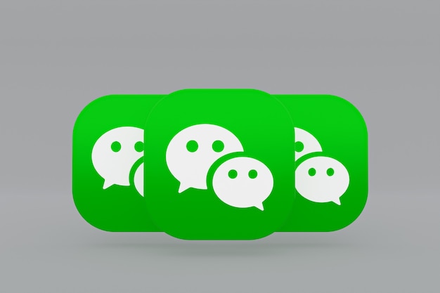 Representación 3d del logotipo de la aplicación Wechat sobre fondo gris