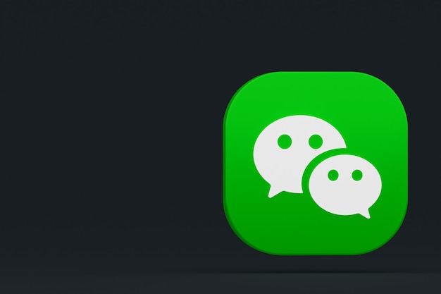 Representación 3d del logotipo de la aplicación Wechat sobre fondo negro