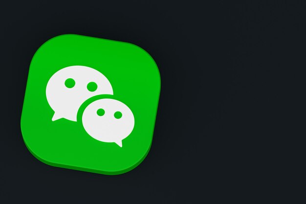 Foto representación 3d del logotipo de la aplicación wechat sobre fondo negro