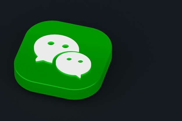 Foto representación 3d del logotipo de la aplicación wechat sobre fondo negro