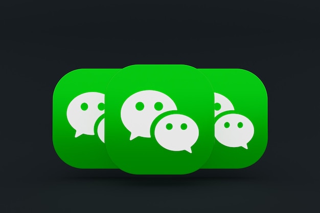 Representación 3d del logotipo de la aplicación Wechat sobre fondo negro