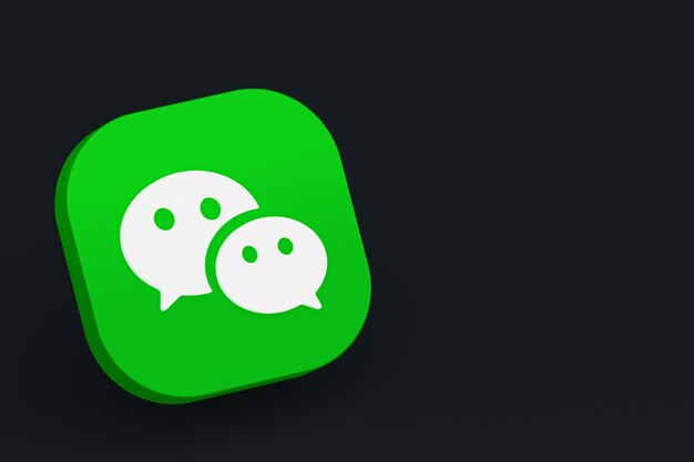 Representación 3d del logotipo de la aplicación Wechat sobre fondo negro