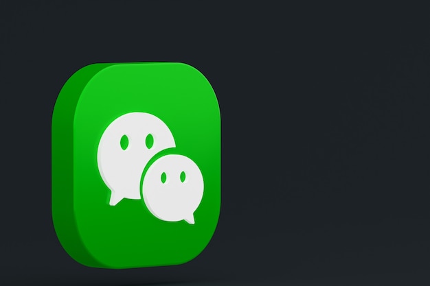 Representación 3d del logotipo de la aplicación Wechat sobre fondo negro