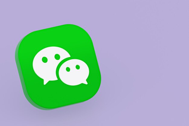 Representación 3d del logotipo de la aplicación Wechat sobre fondo púrpura