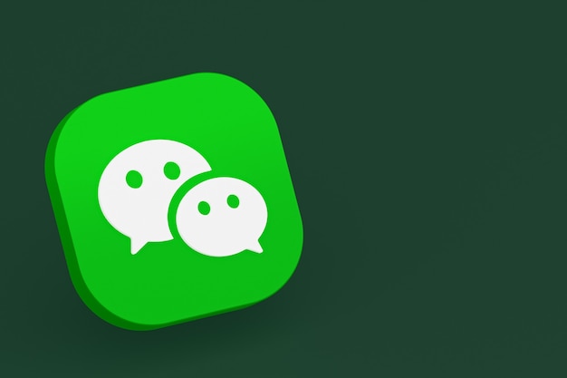 Representación 3d del logotipo de la aplicación Wechat sobre fondo verde