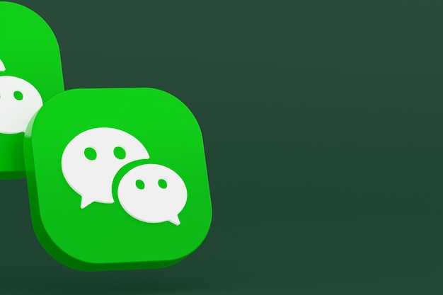 Representación 3d del logotipo de la aplicación Wechat sobre fondo verde