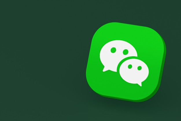 Representación 3d del logotipo de la aplicación Wechat sobre fondo verde