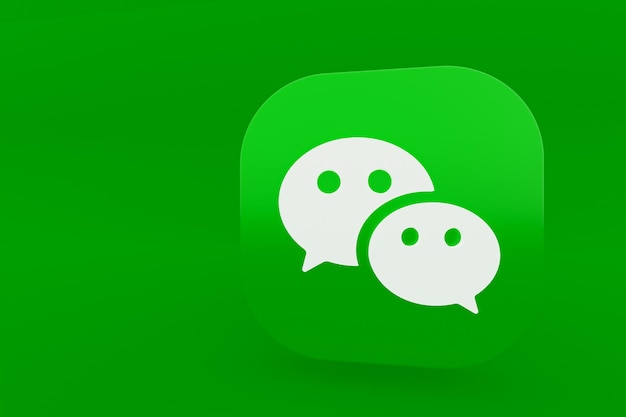 Representación 3d del logotipo de la aplicación Wechat sobre fondo verde