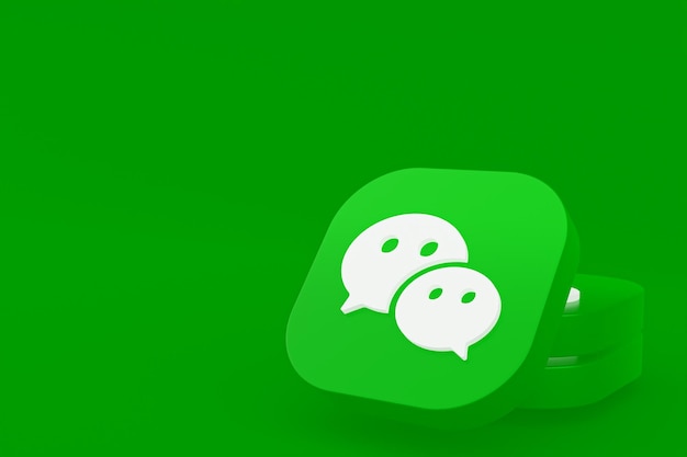 Representación 3d del logotipo de la aplicación Wechat sobre fondo verde