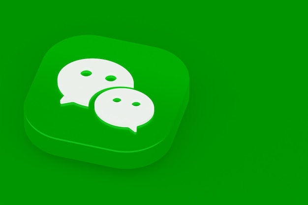 Representación 3d del logotipo de la aplicación Wechat sobre fondo verde