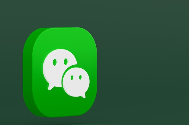 Representación 3d del logotipo de la aplicación Wechat sobre fondo verde