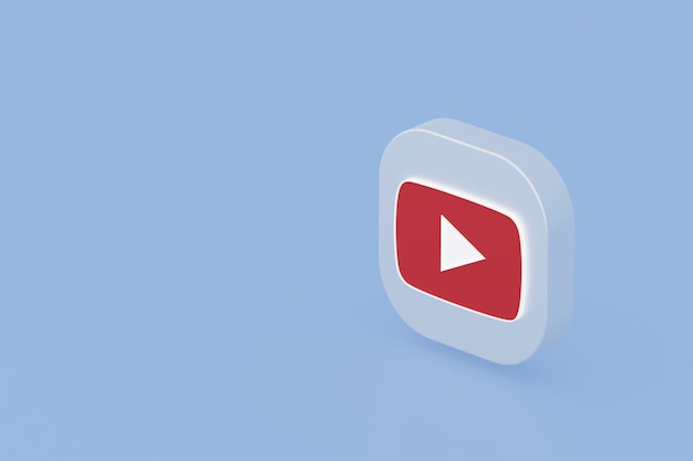 Representación 3d del logotipo de la aplicación Youtube sobre fondo azul