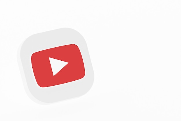 Representación 3d del logotipo de la aplicación de youtube sobre fondo blanco