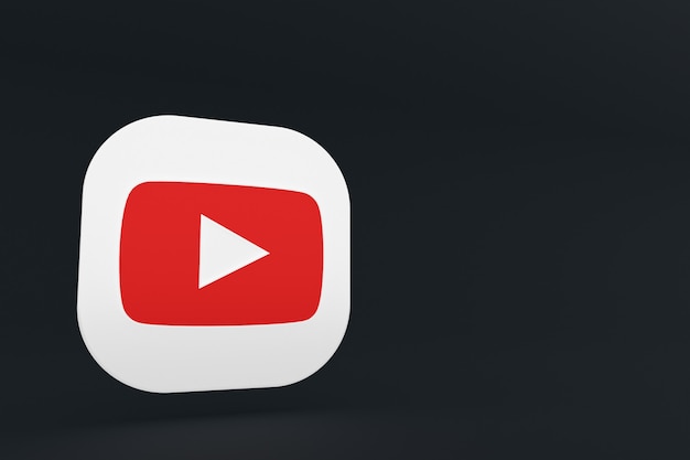 Representación 3d del logotipo de la aplicación de youtube sobre fondo negro