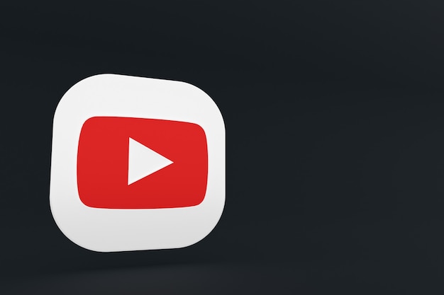 Foto representación 3d del logotipo de la aplicación de youtube sobre fondo negro