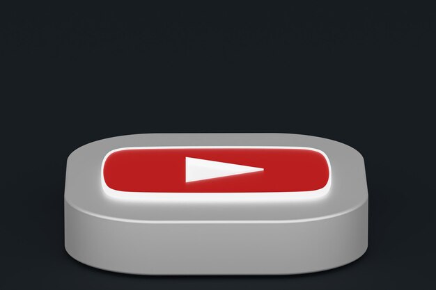 Representación 3d del logotipo de la aplicación de youtube sobre fondo negro