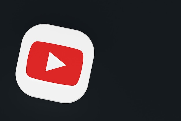 Foto representación 3d del logotipo de la aplicación youtube sobre fondo negro