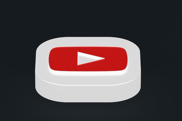 Representación 3d del logotipo de la aplicación de youtube sobre fondo negro