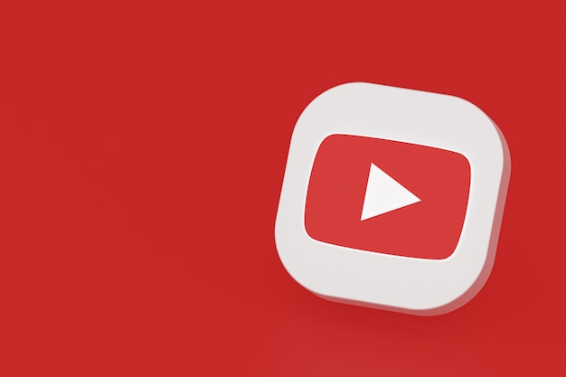 Representación 3d del logotipo de la aplicación de youtube sobre fondo rojo