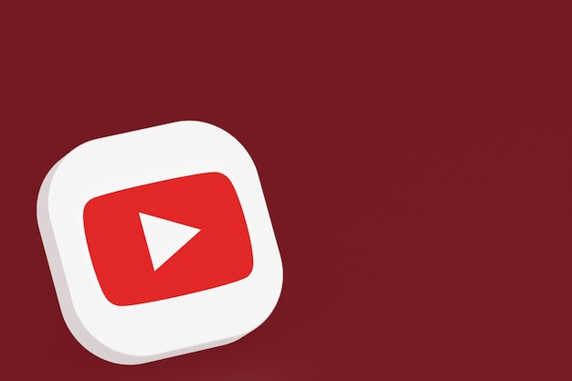 Representación 3d del logotipo de la aplicación de youtube sobre fondo rojo