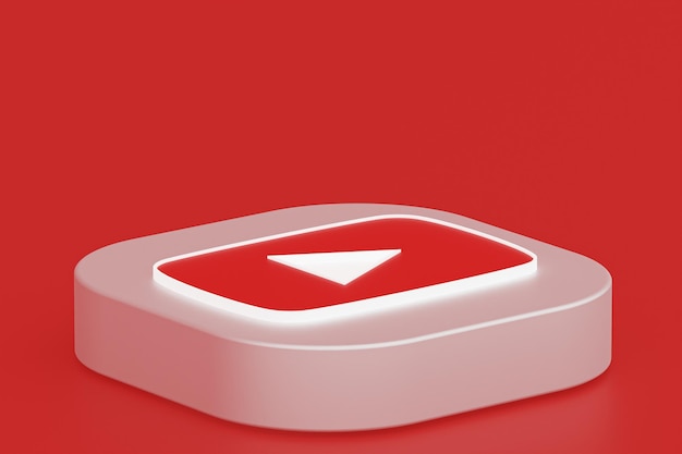Representación 3d del logotipo de la aplicación de youtube sobre fondo rojo