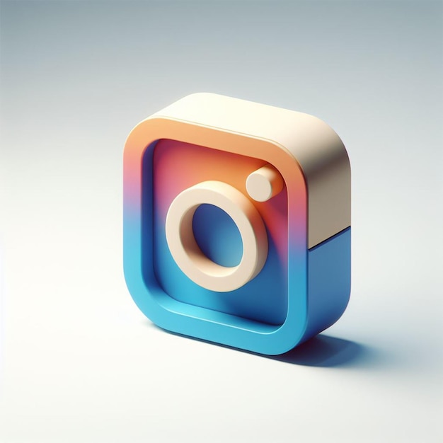 Representación en 3D del logotipo de Instagram