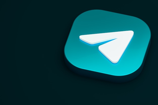 Representación 3d del logotipo mínimo de Telegram