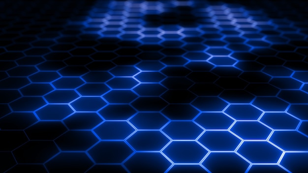 Foto representación 3d de malla hexagonal futurista abstracta con efectos de luz