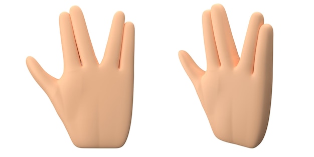 La representación 3d de la mano con la pose del dedo hace un gesto genial con el dedo adecuado para los iconos o activos de emoticonos