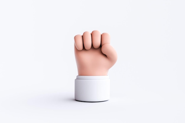 Representación 3D de la mano con el puño cerrado