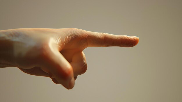 Foto una representación 3d de una mano que apunta la mano está apuntando a la derecha del cuadro la mano es realista y tiene muchos detalles