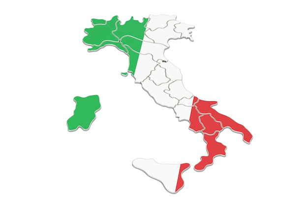 Representación 3D del mapa de Italia