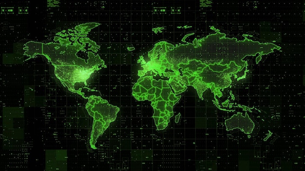 Representación 3d del mapa mundial digital