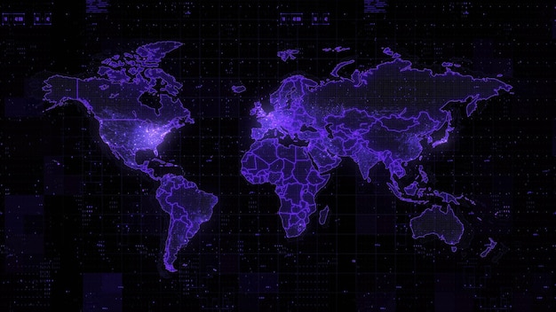 Foto representación 3d del mapa mundial digital