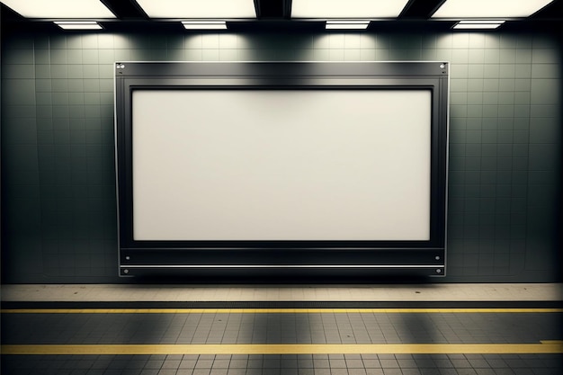 Representación 3d Maqueta de pantalla en blanco de la estación de metro Billboard metro para su logotipo o texto IA generativa