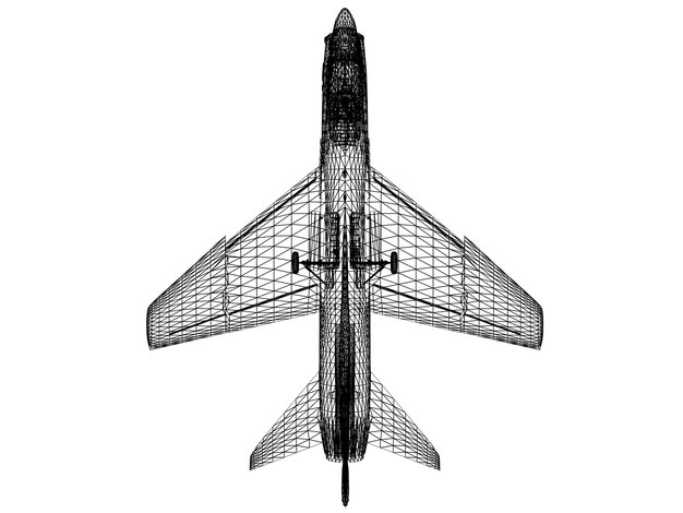 Representación en 3D del marco de alambre del Falcon de combate F16