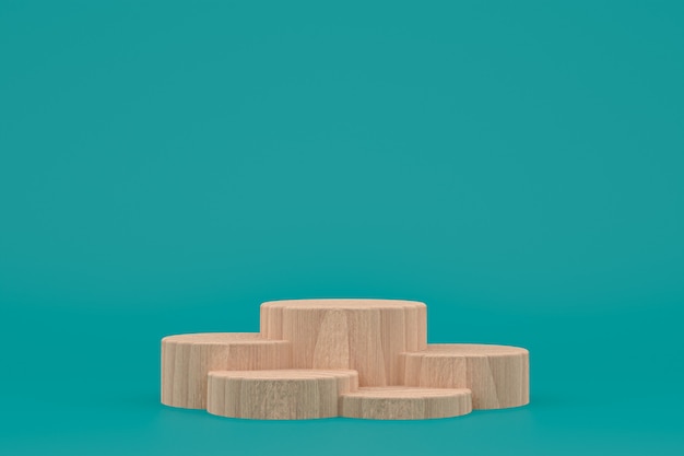 Representación 3d mínima del podio de madera o presentación del producto del soporte del producto