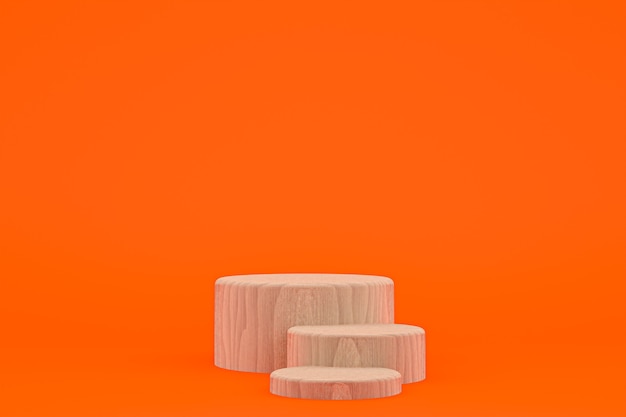 Representación 3d mínima del podio de madera o soporte del producto para la presentación del producto cosmético