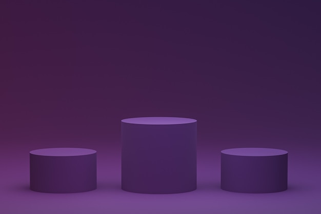 Representación 3d minimalista o del soporte del producto del podio púrpura para la presentación del producto cosmético