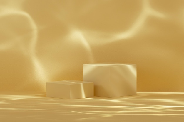 Representación 3D Mock up podio de forma geométrica para diseño de producto superposición de sombra de visualización mínima