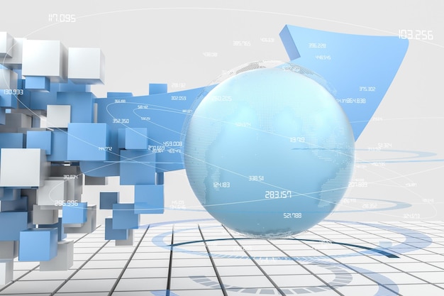 Representación 3d modelo 3d de flecha el concepto de desarrollo y dirección
