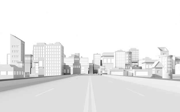 Representación 3d del modelo de carretera urbana y ciudad digital
